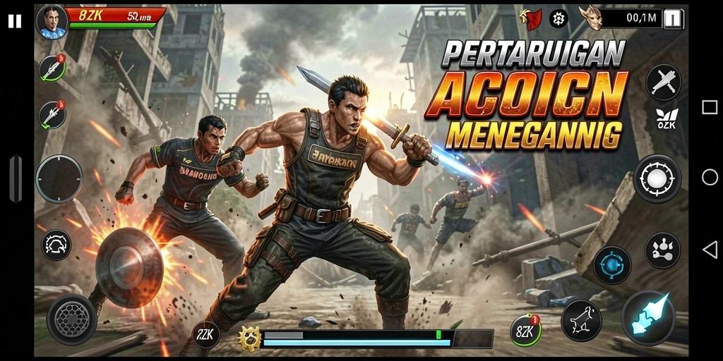 Tampilan gameplay mendebarkan dalam aksi penuh energi.