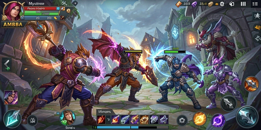 Gameplay menarik dalam API77 yang menunjukkan pertarungan tim di arena MOBA.