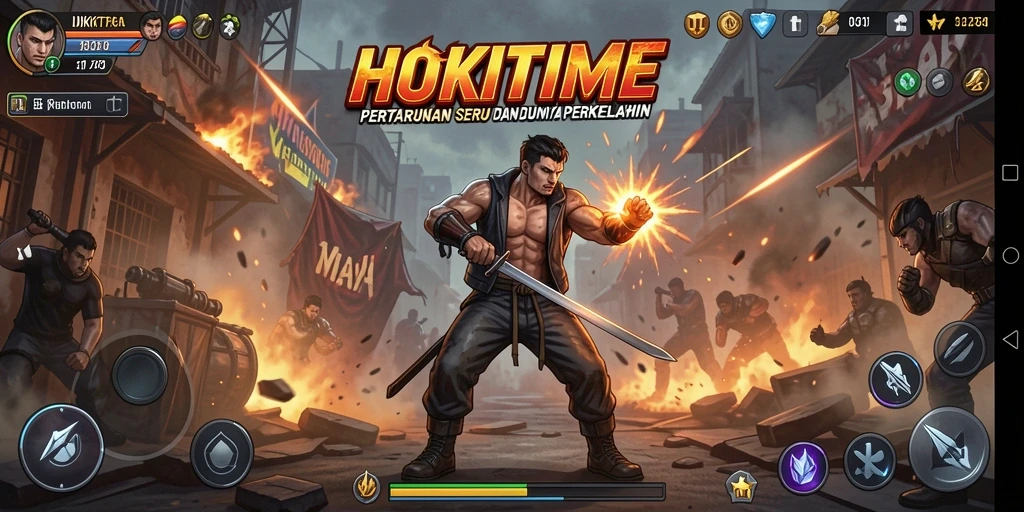 Tangkapan layar aksi pertarungan HOKITIME yang menegangkan.