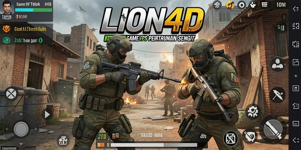 Tampilan gameplay LION4D dengan aksi tembak-menembak yang seru.