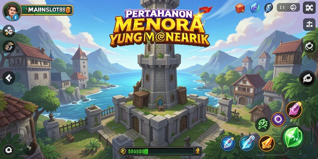 Gameplay menarik dalam MAINSLOT88 dengan menara yang berfungsi melindungi wilayah.
