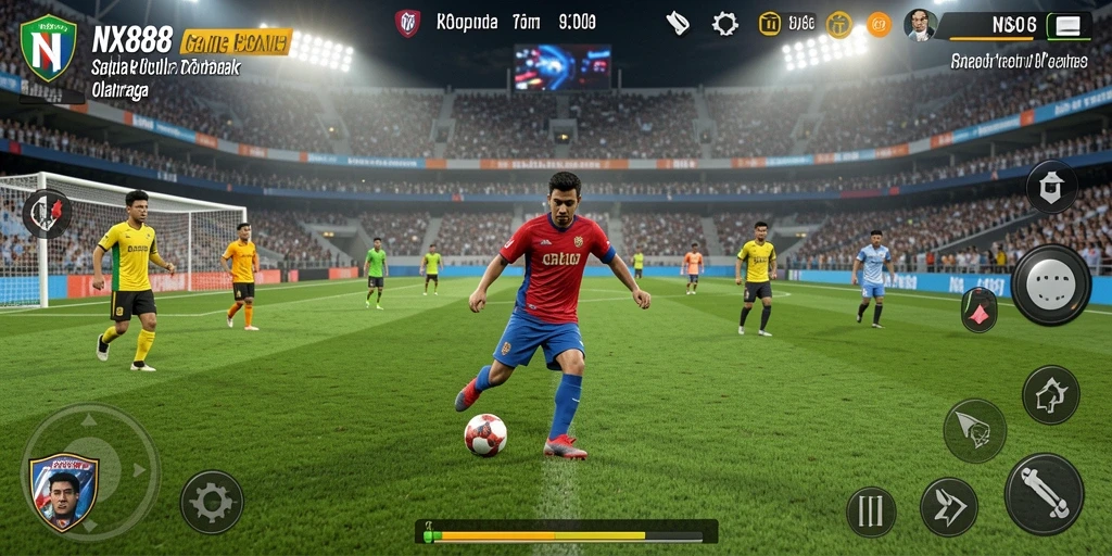 Tampilan gameplay NX888 yang penuh aksi dan strategi sepak bola.
