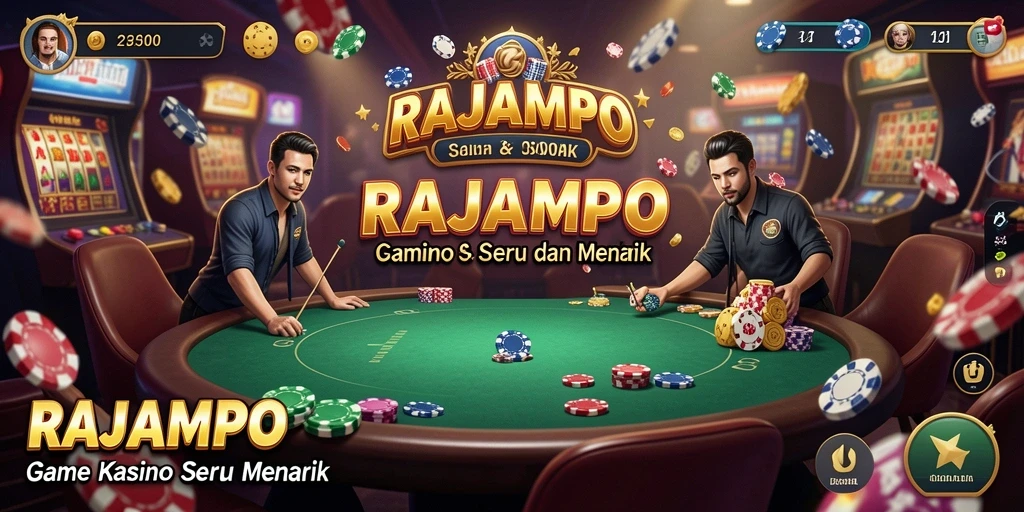 Screenshot gameplay RAJAMPO menampilkan suasana kasino yang mengasyikkan.