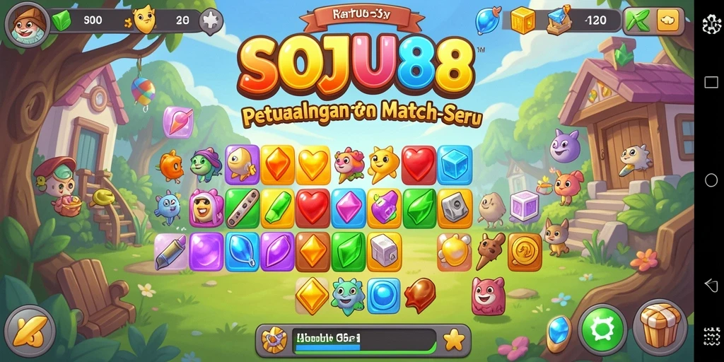 Screenshot gameplay SOJU88 menunjukkan keseruan mencocokkan elemen.