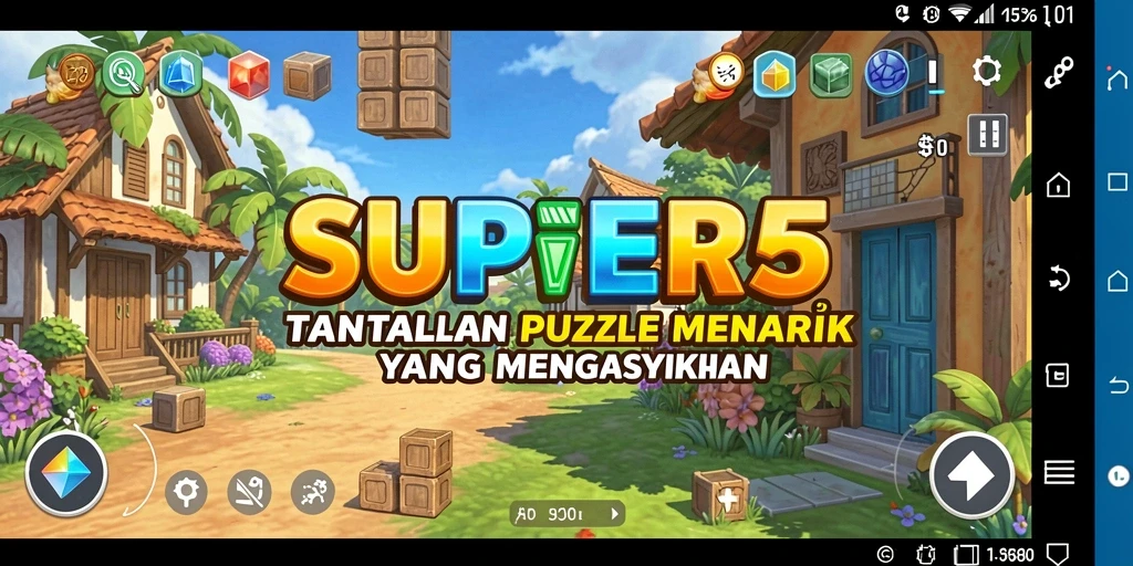 Screenshot utama dari gameplay Puzzle SUPER5 yang menarik dan menantang.
