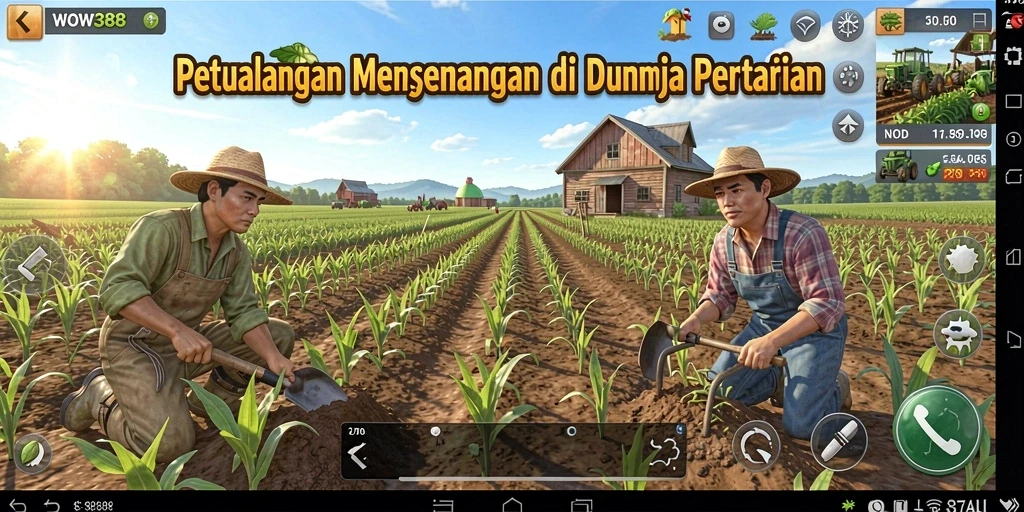 Tampilan gameplay WOW388 yang seru dengan fitur berkebun.